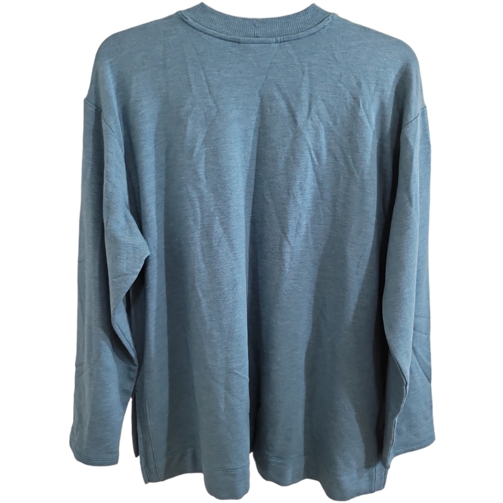 PureJill J. Jill Stretch Knit Pullover Long Sleeve Shirt Large Heathered Blue - Picture 2 of 5